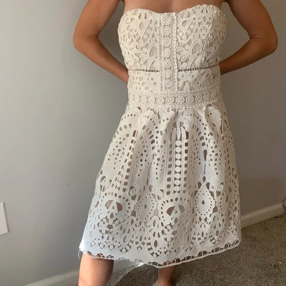white lace semi formal dresses Lace Short Homecoming Dress | White Semi Formal Dress main image 1
